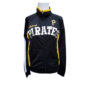 G-III Carl Banks Pittsburgh Pirates Tricot Full-Zip Track Jacket Black Gold Sz S